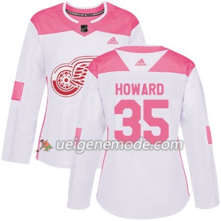 Dame Eishockey Detroit Red Wings Trikot Jimmy Howard 35 Adidas 2017-2018 Weiß Pink Fashion Authentic